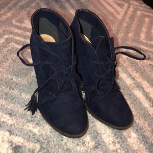 Blue JustFab suede ankle booties